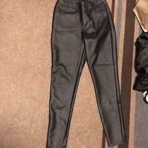 Large black leather leggings never worn